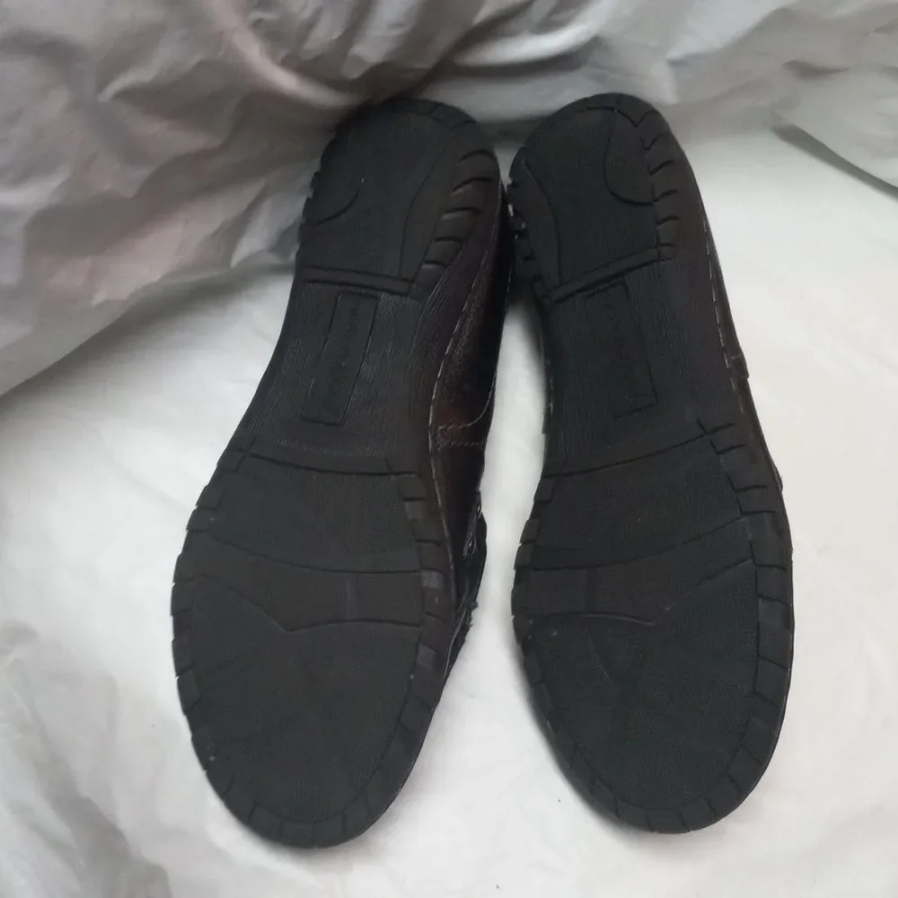 Natural Soul Womens Black Leather Slip On Loafers Size 7.5